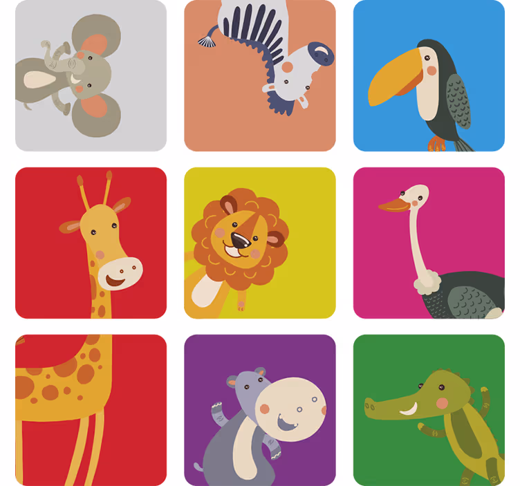 Estor enrollable infantil azulejos coloridos con animales - TenVinilo