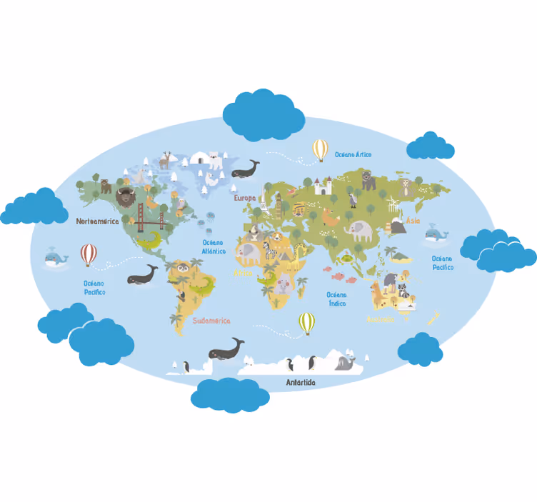 Estor enrollable infantil planisferio del mundo - TenVinilo