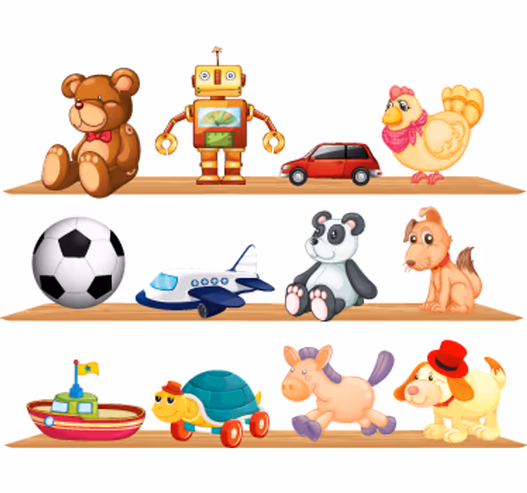 Estor enrollable infantil estanterías con juguetes - TenVinilo