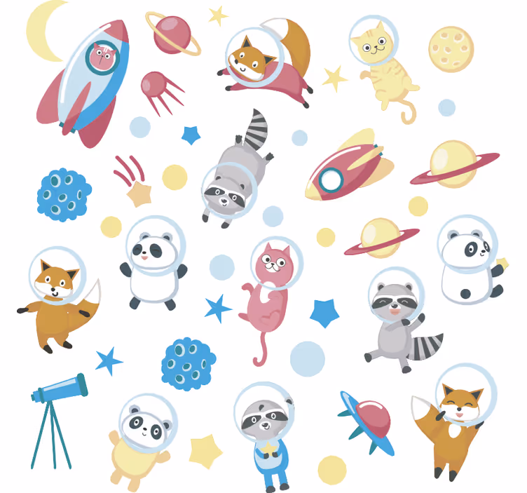 Estor enrollable infantil animales en el espacio - TenVinilo