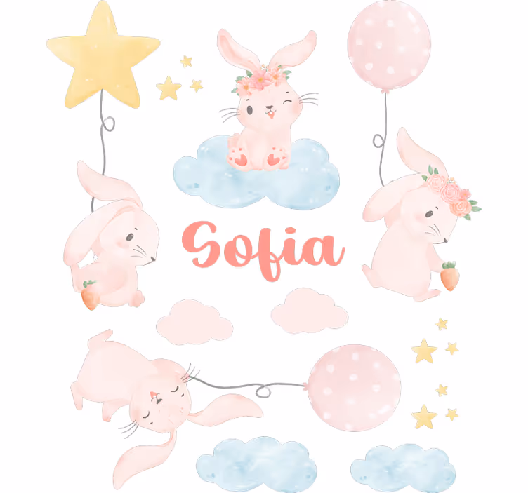 Estor enrollable infantil globos rosas con conejitos - TenVinilo
