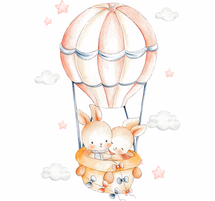 Estor enrollable infantil globo aerostático conejo - TenVinilo