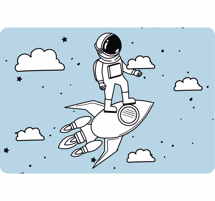 Estor enrollable infantil cohete astronauta y estrellas - TenVinilo