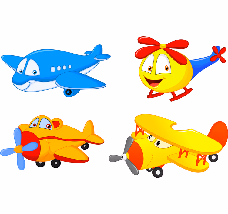 Estor enrollable infantil aviones y helicópteros con caras - TenVinilo
