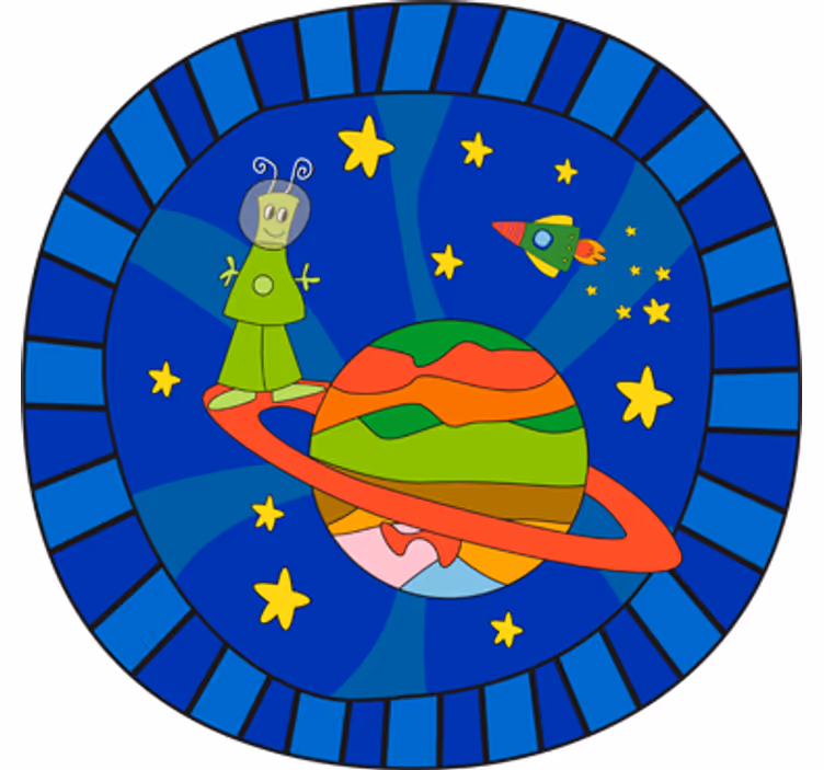 Estor enrollable infantil vinilo extraterrestre verde - TenVinilo