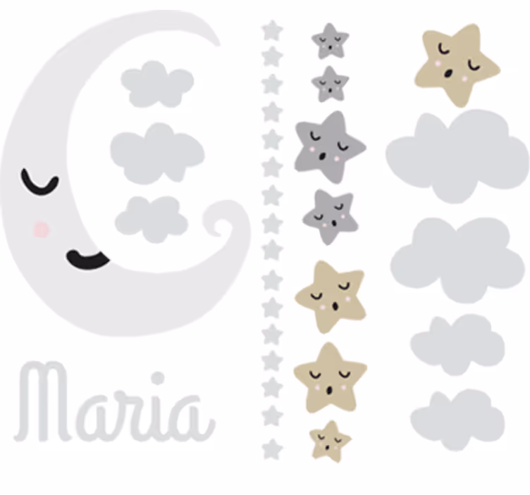 Estor enrollable infantil vinilo luna y estrellas personalizable - TenVinilo