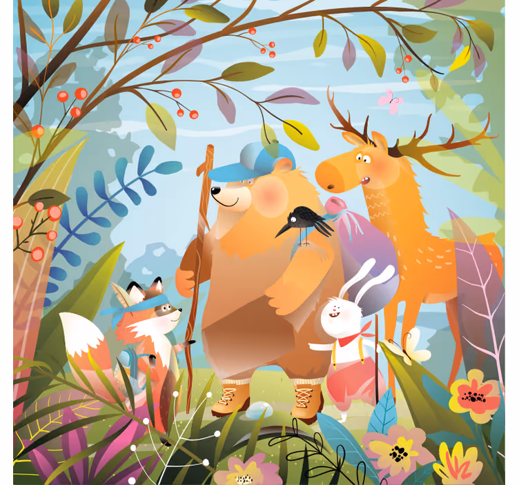 Estor enrollable infantil amigos animales en el bosque - TenVinilo