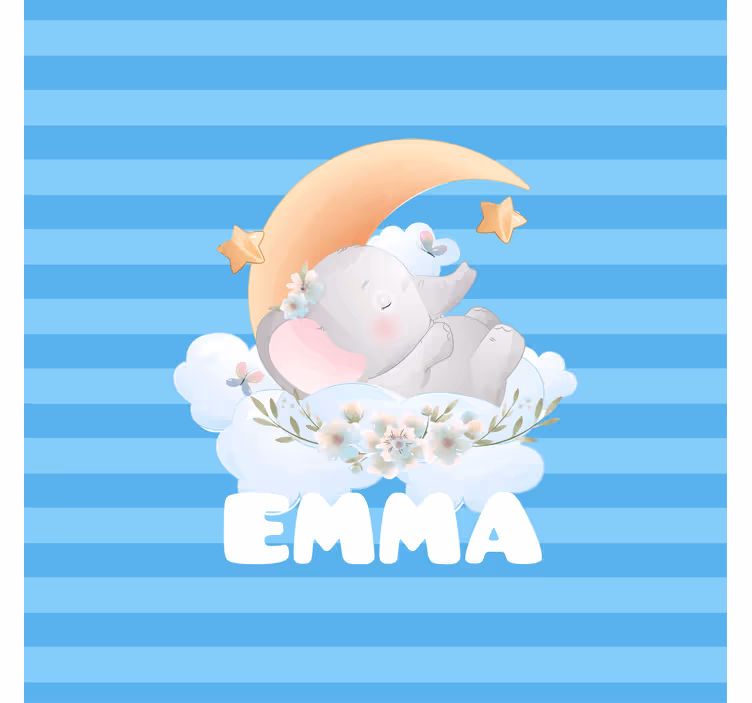 Estor enrollable infantil elefante con nombre - TenVinilo