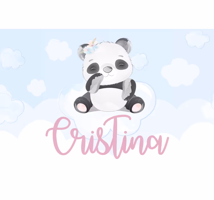 Estor enrollable infantil panda lindo para niña con nombre - TenVinilo