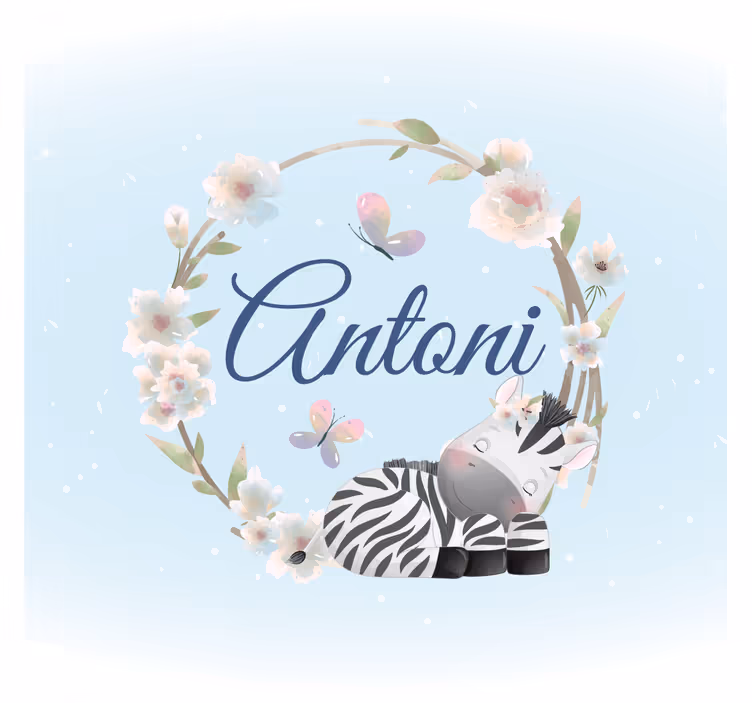 Estor enrollable infantil animales lindos cebra con nombre - TenVinilo