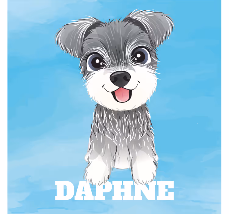Estor enrollable infantil ilustración schnauzer con nombre - TenVinilo