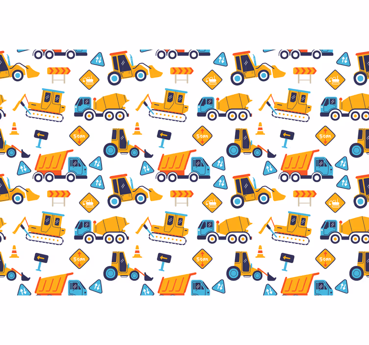 Estor enrollable infantil obra de construcción cartoon - TenVinilo