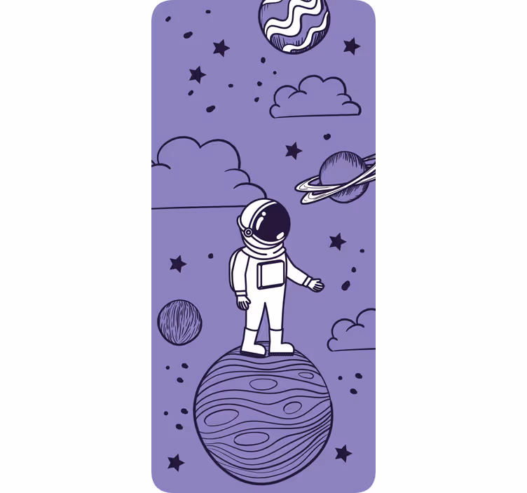 Estor enrollable infantil dibujo de astronauta con planetas - TenVinilo