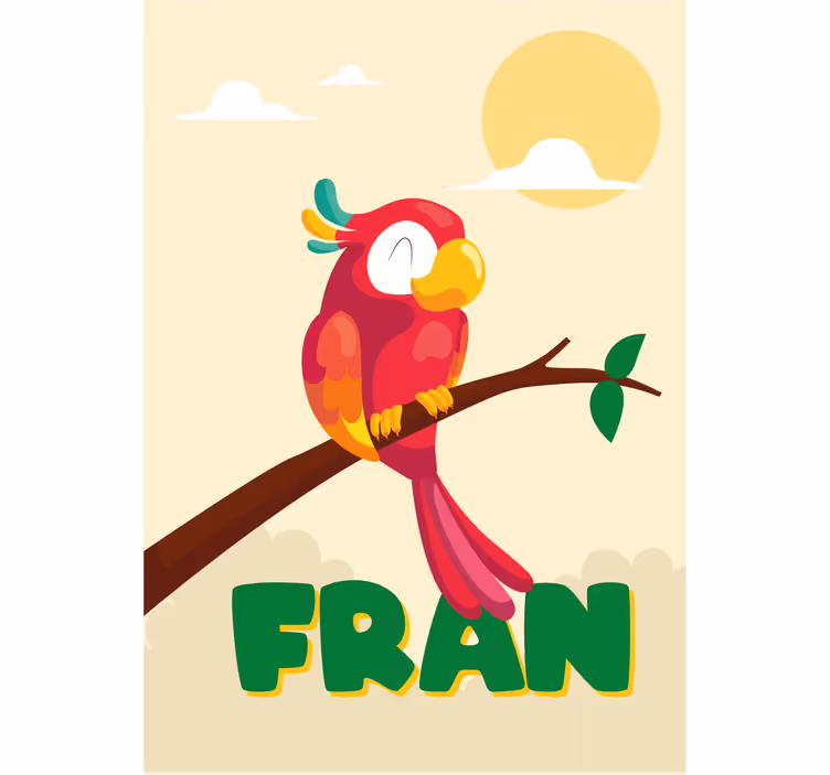 Estor enrollable infantil loro rojo con nombre - TenVinilo
