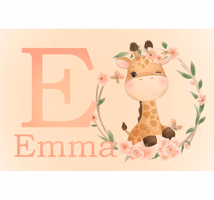 Estor enrollable infantil jirafa linda con nombre - TenVinilo