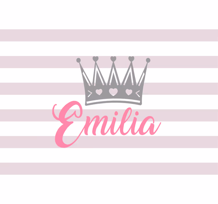 Estor enrollable infantil corona plateada con nombre rosa - TenVinilo