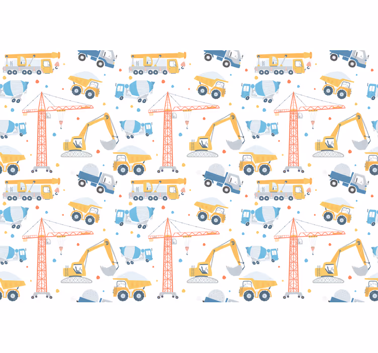 Estor enrollable infantil pastel color vehículos de construcción - TenVinilo