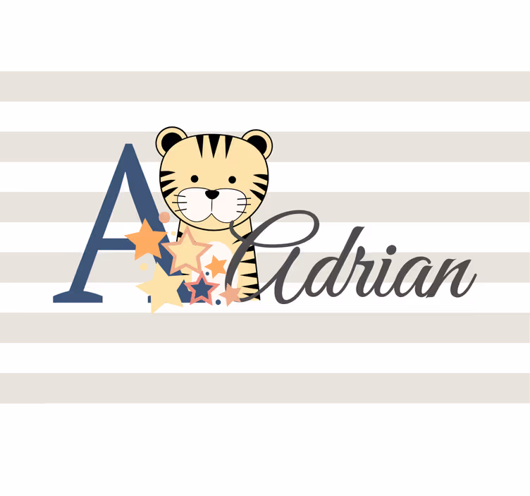Estor enrollable infantil tigre con nombre - TenVinilo