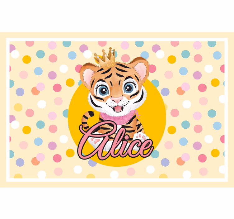 Estor enrollable infantil tigre lindo para niña con nombre - TenVinilo