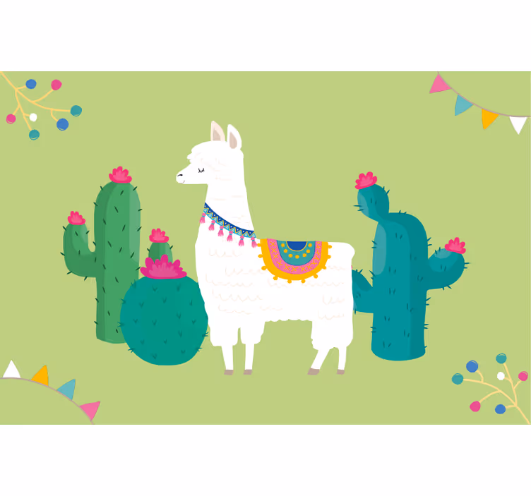 Estor enrollable infantil ilustración de llamas coloridas - TenVinilo