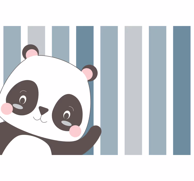 Estor enrollable infantil fondo rayas de panda feliz - TenVinilo