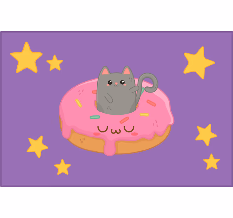 Estor enrollable infantil gato y donut - TenVinilo