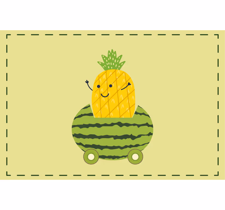 Estor enrollable infantil piña divertida en coche - TenVinilo