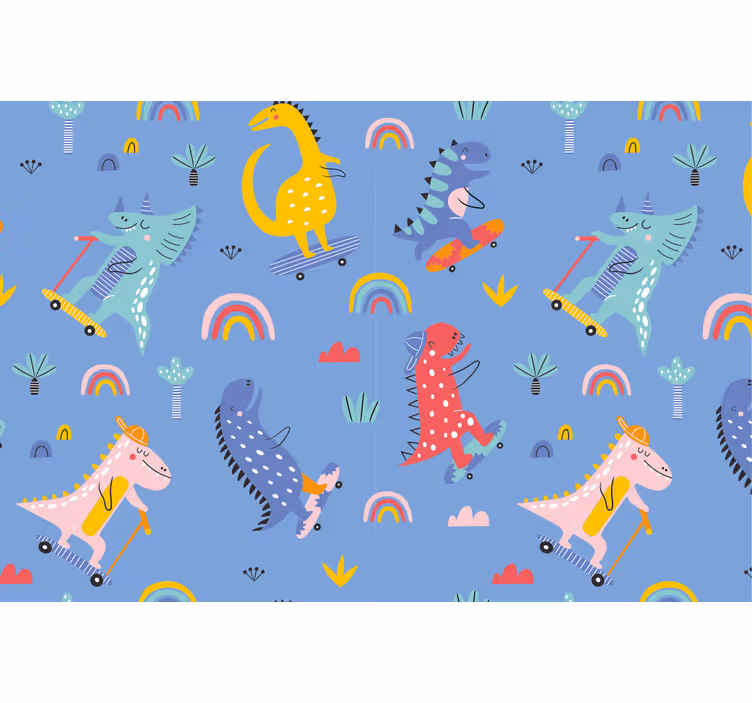 Estor enrollable infantil dinosaurios patinadores - TenVinilo