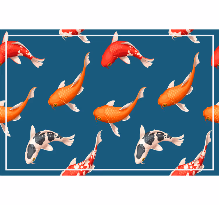 Estor enrollable infantil patrón de peces koi fondo azul - TenVinilo