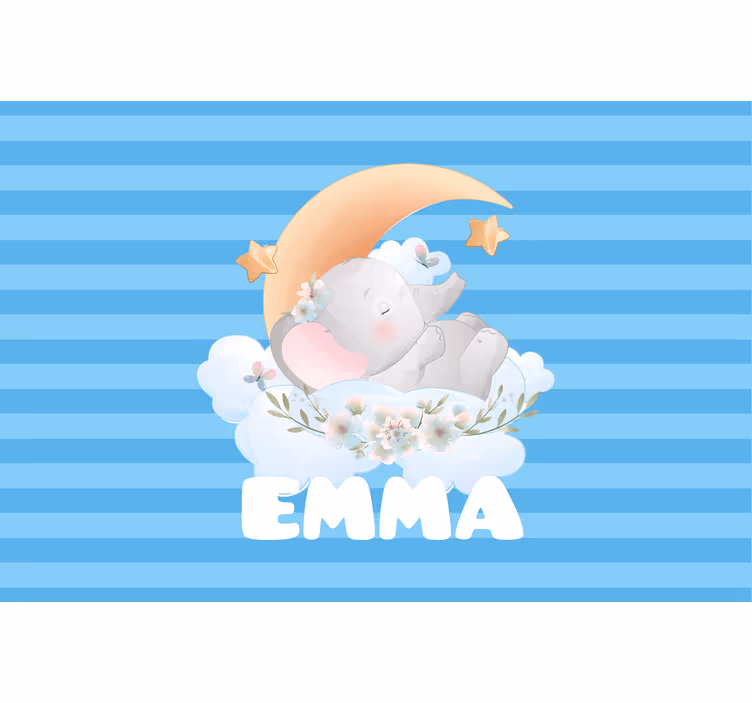 Estor enrollable infantil elefante con nombre - TenVinilo