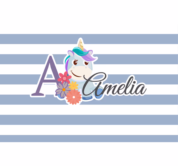 Estor enrollable infantil animales lindos unicornio con nombre - TenVinilo