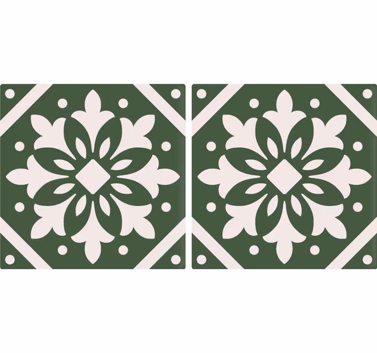 Estor enrollable cocina patrones de azulejos ciment en verde - TenVinilo