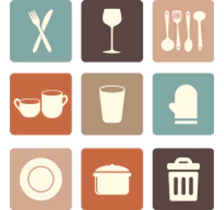 Estor enrollable cocina iconos de cajones cocina - TenVinilo