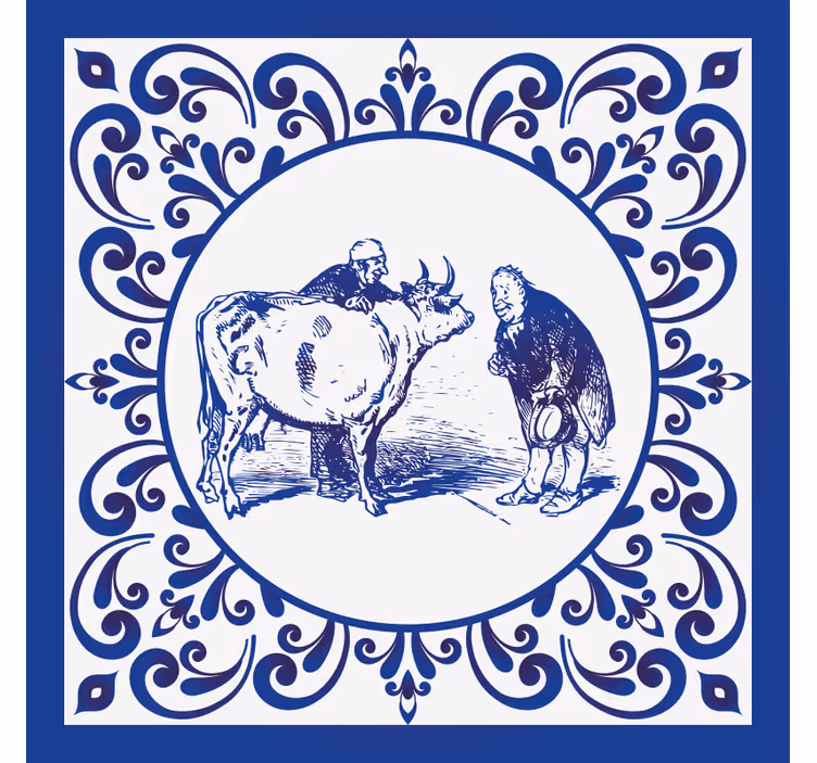 Estor enrollable cocina hombre y vaca - TenVinilo