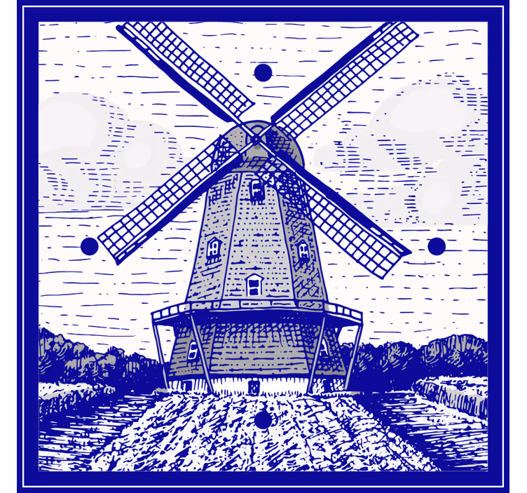 Estor enrollable cocina azul de delft - TenVinilo