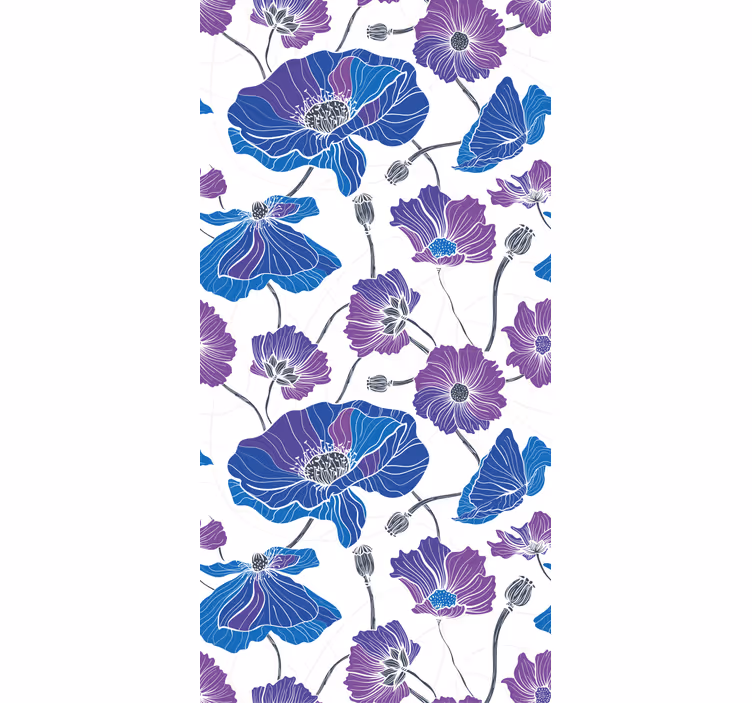 Estor enrollable cocina flores de jardín azules y moradas - TenVinilo