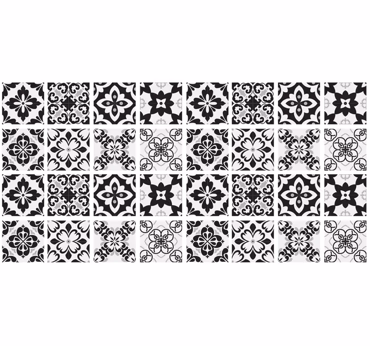 Estor enrollable cocina azulejos en blanco y negro - TenVinilo