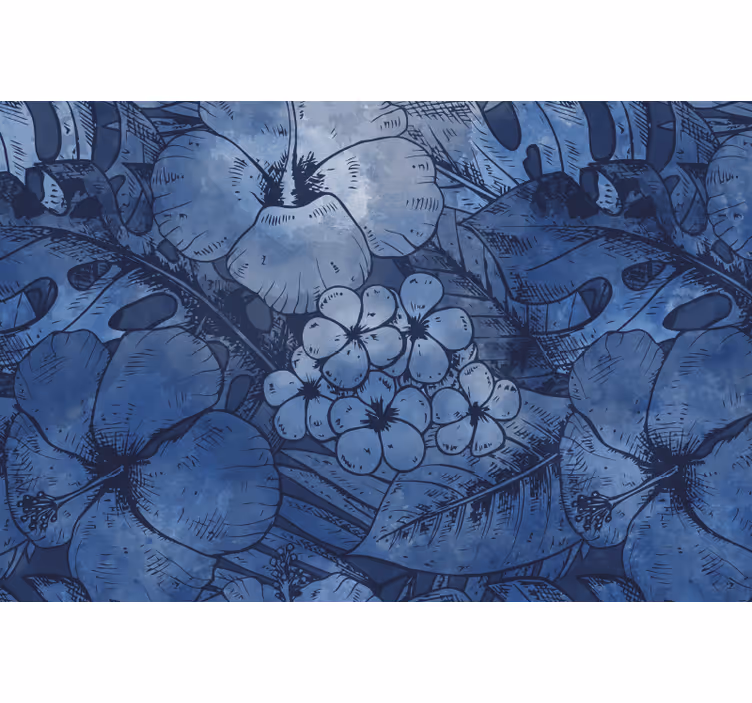 Estor enrollable azul flores acuareladas - TenVinilo