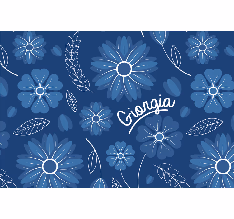 Estor enrollable azul diseño elegante de flores azules - TenVinilo