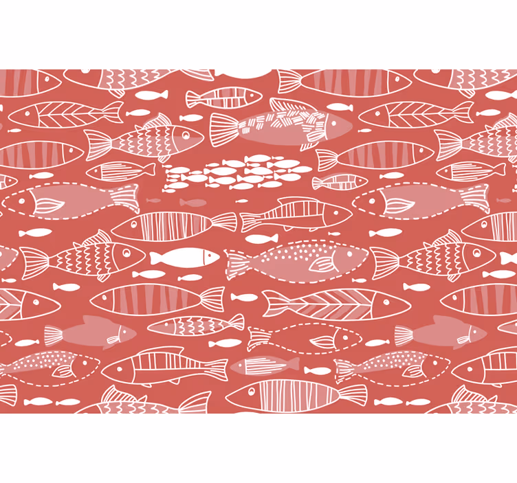 Estor enrollable rojo muchos peces bajo el mar - TenVinilo