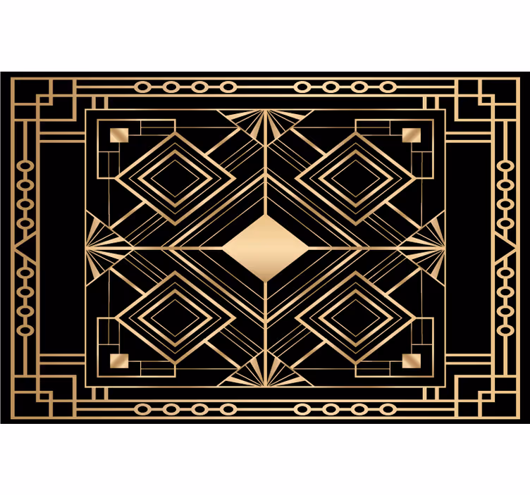 Estor enrollable negro patrón deco arte moderno dorado - TenVinilo
