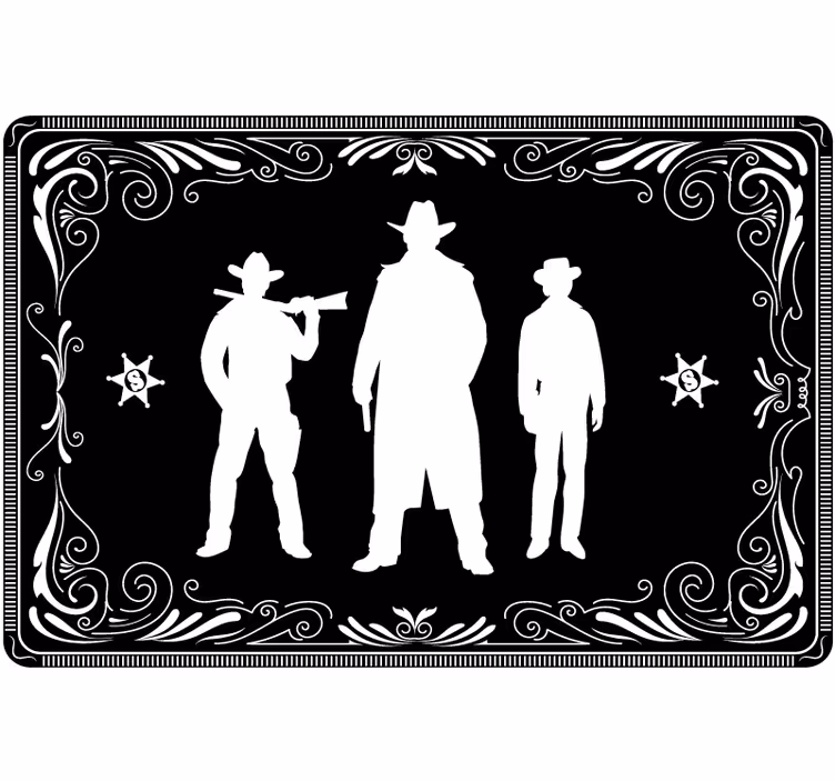 Estor enrollable negro patrón de vaqueros y caballos - TenVinilo