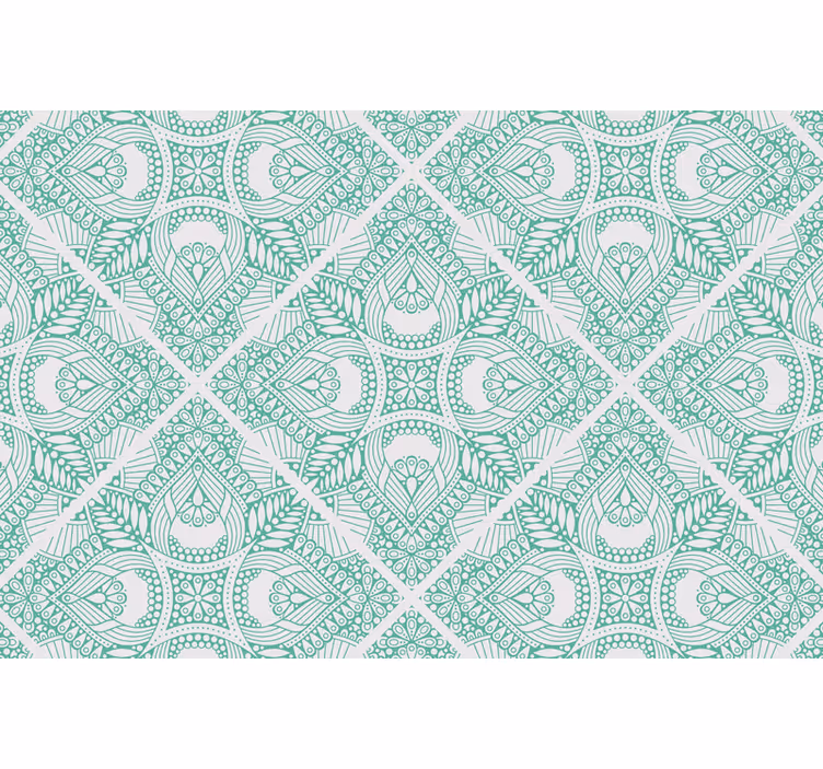 Estor enrollable verde azulejo ornamental - TenVinilo