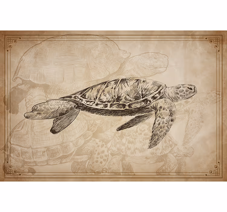Estor enrollable beige tortugas dibujadas a mano - TenVinilo