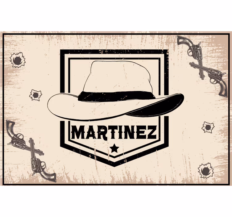 Estor enrollable beige sombrero de vaquero con nombre - TenVinilo