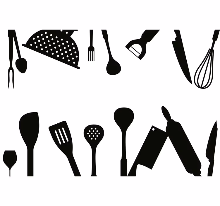 Estor enrollable negro utensilios de cocina - TenVinilo