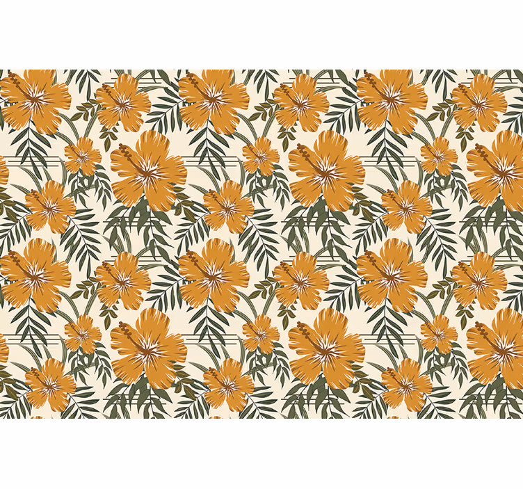 Estor enrollable naranja flores tropicales amarillas - TenVinilo