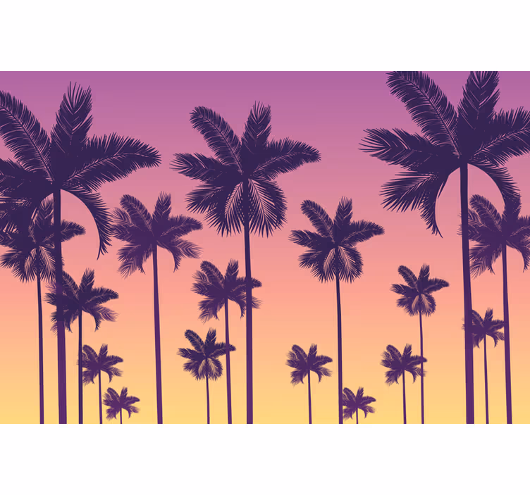 Estor enrollable morado palmeras al atardecer - TenVinilo