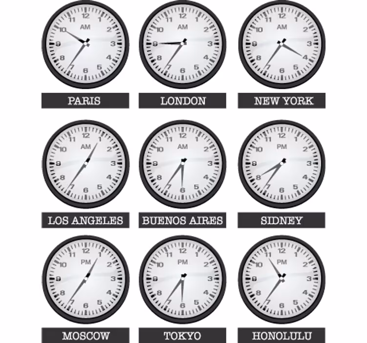 Estores enrollable oficina vinilo decorativo horarios mundo - TenVinilo