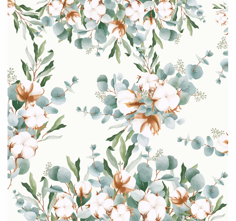 Estor enrollable salón plantas de algodón estilo shabby chic - TenVinilo